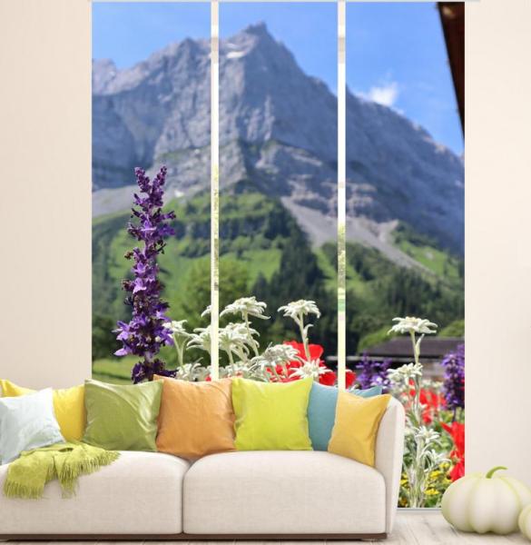 Sommerlebnis Berge Flächenvorhang - 3teiliges Set Flächenvorhang 3er Set, Schiebegardine, Schiebegardinen, blickdicht, Flächenvorhang blickdicht, Schiebevorhang,